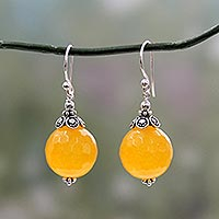 Chalcedony dangle earrings, Glorious Yellow