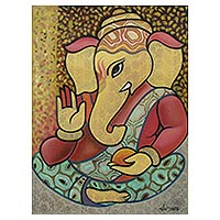 'Graceful Ganesha' - Expressionist Hindu Lord Ganesha Portrait in Oils