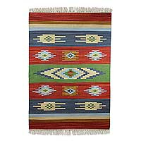 Cotton rug Tribal Colors 2x3 India