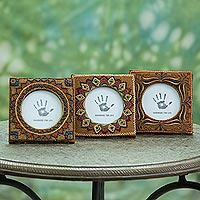 Embroidered photo frames Classic Feast II 3x3 set of 3 India