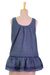 Cotton blend sleeveless blouse, 'Cadet Blue Charm' - Patterned Cotton Blend Blouse in Cadet Blue from India (image 2d) thumbail