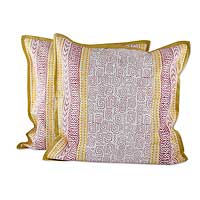 Cotton cushion covers Ancient Maze pair India