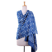 Cotton shawl Indigo Geometry India