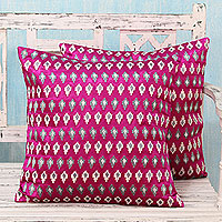 Embroidered cushion covers Magenta Twilight pair India