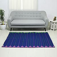 Wool rug Illusion in Blue 4x6 India
