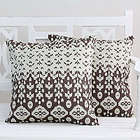Cotton cushion covers Abstract Leaves pair India