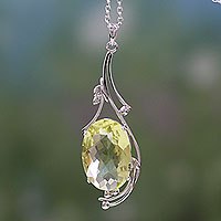 Lemon quartz pendant necklace,