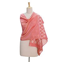 Chanderi cotton and silk blend shawl,