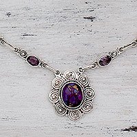 Amethyst pendant necklace- ’Purple Halo’ (India) Amethyst pendant necklace- ’Purple Halo’ (India)