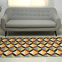 Wool area rug Colorful Illusion II 4x6 India