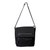 Leather accent cotton messenger bag, 'Black Pockets Aplenty' - Black Leather and Canvas Messenger Bag with 8 Pockets (image 2a) thumbail