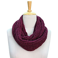 Wool infinity scarf Burgundy Legacy India