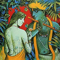 Giclée print on canvas Radha Krishna by Subrata Das India