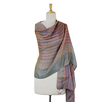 Reversible silk shawl Sweet Enchantment India