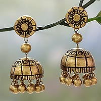 Ceramic dangle earrings, Golden Chakra