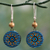Ceramic dangle earrings, 'Mughal Morning' - Hand Crafted Ceramic Dangle Earrings in Blue and Gold thumbail