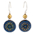 Ceramic dangle earrings, 'Mughal Morning' - Hand Crafted Ceramic Dangle Earrings in Blue and Gold (image 2a) thumbail