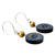 Ceramic dangle earrings, 'Mughal Morning' - Hand Crafted Ceramic Dangle Earrings in Blue and Gold (image 2b) thumbail
