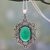 Sterling silver flower necklace 'Flowering Beauty' - Floral Indian Sterling Silver Necklace with Green Onyx thumbail