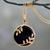Gold vermeil onyx pendant necklace, 'Dewdrop Nature' - Black Onyx and CZ Handcrafted Gold Vermeil Necklace thumbail