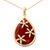 Gold vermeil onyx pendant necklace, 'Red Floral Kiss' - Gold Vermeil Red Onyx Teardrop Necklace with Cubic Zirconia (image 2a) thumbail