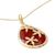 Gold vermeil onyx pendant necklace, 'Red Floral Kiss' - Gold Vermeil Red Onyx Teardrop Necklace with Cubic Zirconia (image 2b) thumbail