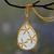 Gold vermeil chalcedony pendant necklace, 'Aqua Floral Kiss' - Aqua Chalcedony 18k Gold Vermeil Cubic Zirconia Necklace thumbail