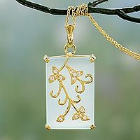 Gold vermeil chalcedony pendant necklace,