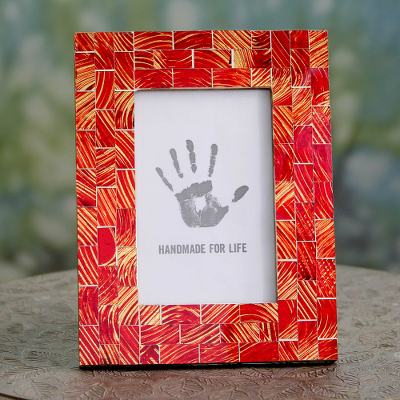 Glass mosaic photo frame, Golden Swirl (4x6)