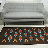 Wool rug Chocolate Field 4x6 India