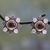 Smoky quartz and rainbow moonstone button earrings, 'Mughal Moonlight' - Silver Indian Rainbow Moonstone Earrings with Smoky Quartz thumbail