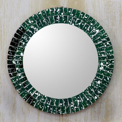 Glass mosaic mirror, Emerald Cosmos