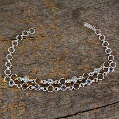 Blue topaz and iolite link bracelet, Azure Circle
