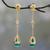 Gold vermeil amethyst dangle earrings, 'Jaipuri Green' - Handcrafted Green Onyx and Peridot 18k Gold Vermeil Earrings thumbail