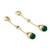 Gold vermeil amethyst dangle earrings, 'Jaipuri Green' - Handcrafted Green Onyx and Peridot 18k Gold Vermeil Earrings (image 2b) thumbail