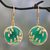 Green onyx and cubic zirconia dangle earrings, 'Eternal Embrace' - Green Onyx and Cubic Zirconia Circular Dangle Earrings thumbail