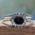 Onyx cuff bracelet, 'Black Jaipuri Gem' - Handcrafted Floral Silver 925 and Onyx Cuff Bracelet thumbail
