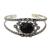 Onyx cuff bracelet, 'Black Jaipuri Gem' - Handcrafted Floral Silver 925 and Onyx Cuff Bracelet (image 2a) thumbail