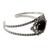 Onyx cuff bracelet, 'Black Jaipuri Gem' - Handcrafted Floral Silver 925 and Onyx Cuff Bracelet (image 2b) thumbail