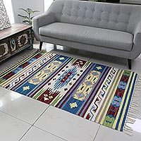 Wool area rug Spring Fireworks 4x6 India