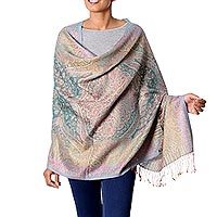 Wool and silk shawl,