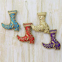 Embroidered ornaments Holiday Boots set of 4 India