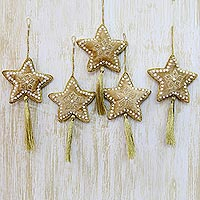 Beaded ornaments Holiday Star set of 5 India