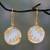 Gold vermeil chalcedony dangle earrings, 'Dewdrop Nature' - Gold Vermeil Aqua Chalcedony Earrings with Cubic Zirconia thumbail