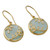 Gold vermeil chalcedony dangle earrings, 'Dewdrop Nature' - Gold Vermeil Aqua Chalcedony Earrings with Cubic Zirconia (image 2b) thumbail