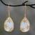 Gold vermeil chalcedony dangle earrings, 'Aqua Floral Kiss' - Chalcedony Earrings in Gold Vermeil with Cubic Zirconia thumbail