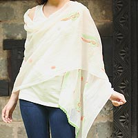 Cotton and silk shawl Fresh Ferns India