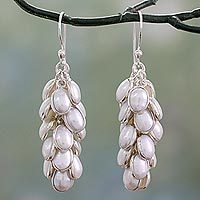 Cultured pearl cluster earrings,