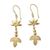 Gold vermeil dangle earrings, 'Leaves and Petals' - Indian Artisan Crafted Dangle Earrings in 22k Gold Vermeil (image 2a) thumbail