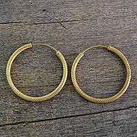 Gold plated sterling silver hoop earrings,